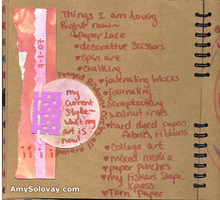 Artist's art journal page featuring paper lace and collage art