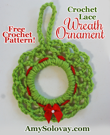 If you celebrate Christmas, perhaps you'd enjoy crocheting this cute little lace wreath ornament. The free crochet pattern is available online.