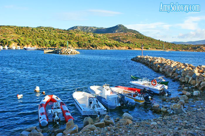 Small boats docked in Marina Teulada on the island of Sardinia