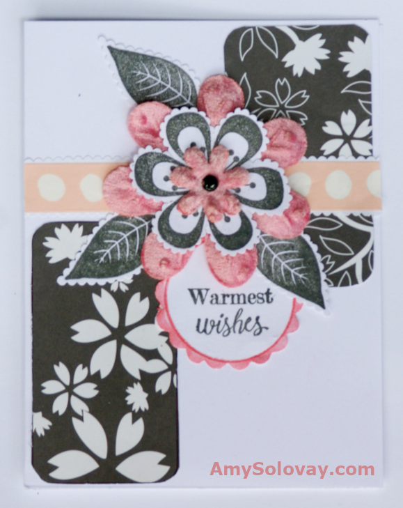 Black, White and Pink Warmest Wishes Greeting Card Featuring Stamps by Gina K Designs