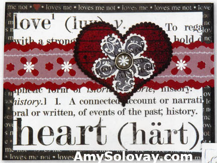 Black White and Red Handmade Greeting Card Featuring Hearts and Paper Lace