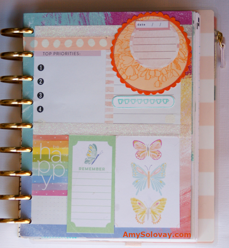 Daily Planner Layout Featuring Rainbows, Butterflies and Flowers