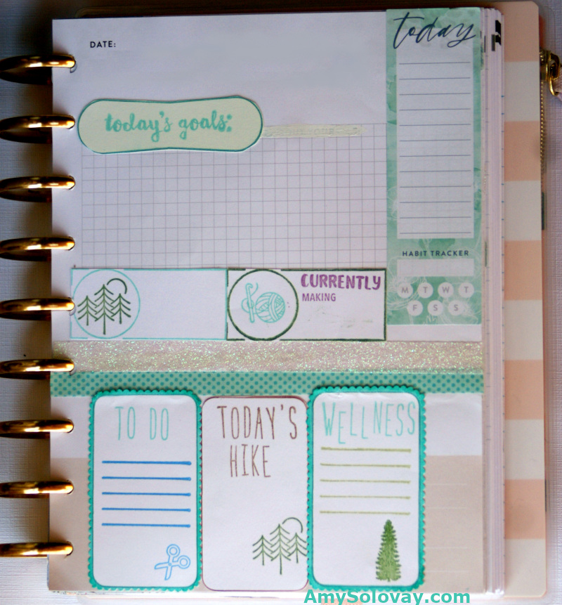 Daily Planner Layout Featuring Goals List and Habit Tracker; Stamps by Lawn Fawn and Simon Says Stamp
