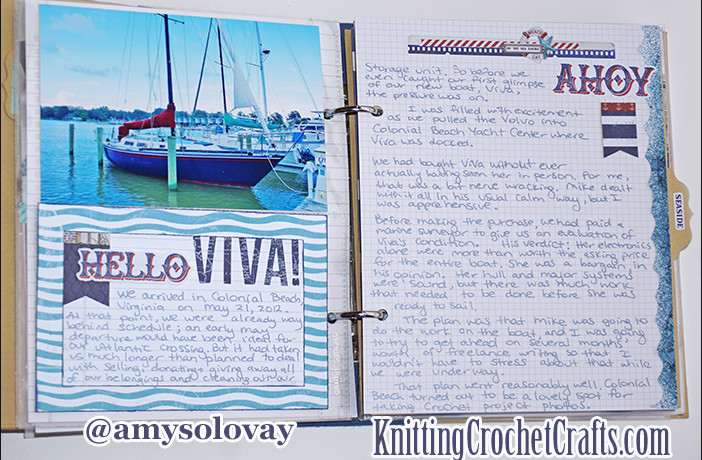 Hello Viva! Sailboat / Sailing / Nautical Themed Scrapbooking Layout Featuring Handwritten Journaling by Amy Solovay