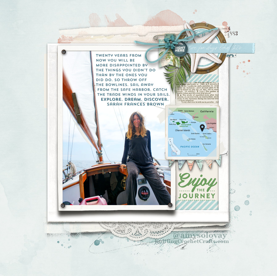 Explore Dream Discover and Enjoy the Journey -- 12x12 Digital Scrapbooking Layout by Amy Solovay; Digital Scrapbooking Supplies by Katie Pertiet Designs