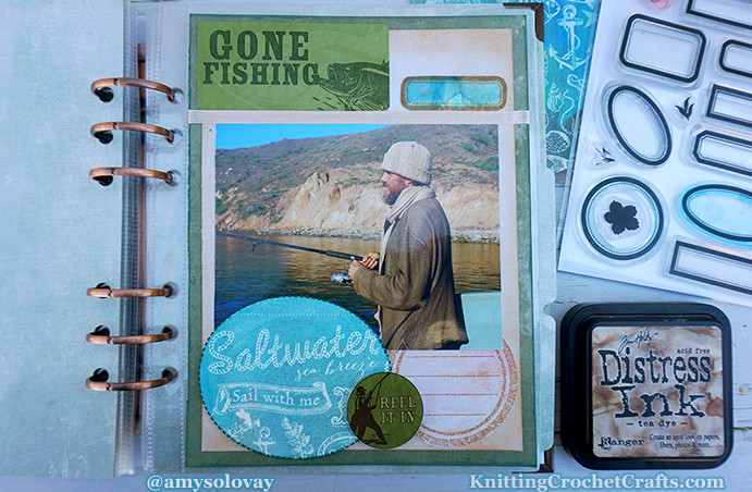 Gone Fishing 6x8 Scrapbooking Layout by Amy Solovay
