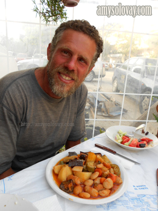 Mike About to Dig in to a Plate of Greek Vegetables Mike About to Dig in to a Plate of Greek Vegetables
