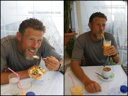 Mike Eating Greek Yogurt With Fruit and Honey